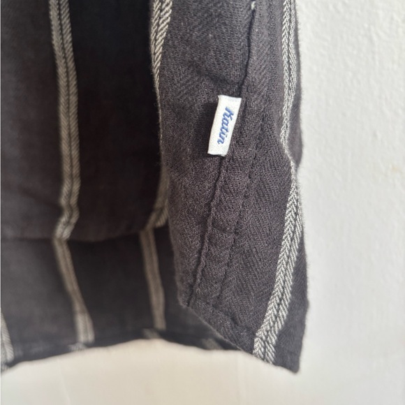 NWT Katin Men's Alan Charcoal Striped Button Down Shirt Linen Cotton Blend - Picture 6 of 8